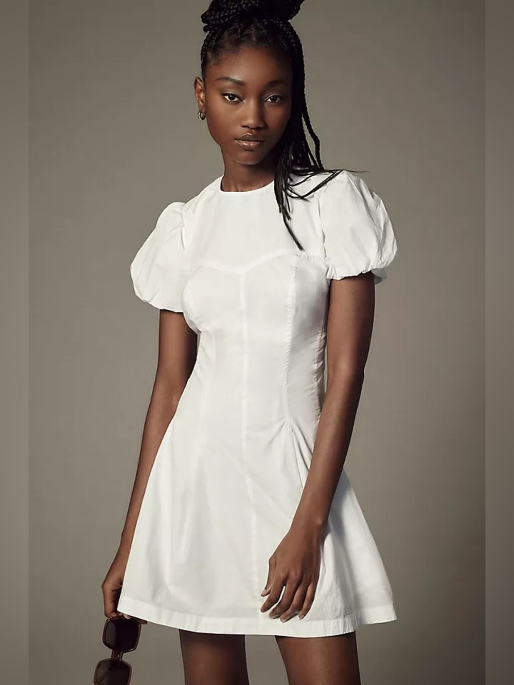 Anthropologie Maeve Puff Sleeve Pleated Mini Dress